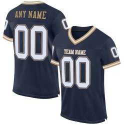 Authentisches Navy Weiß-Altgold Throwback Football Jersey Mesh Custom Authentisches Navy Weiß-Altgold Throwback Football Jersey Mesh Custom
