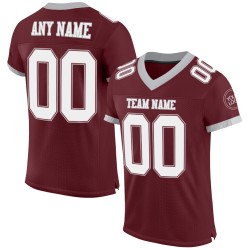 Mesh Authentic Burgundy Football Custom Jersey Weiß-Grau Mesh Authentic Burgundy Football Custom Jersey Weiß-Grau