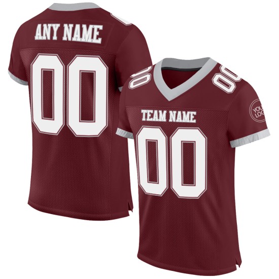 Mesh Authentic Burgundy Football Custom Jersey Weiß-Grau Mesh Authentic Burgundy Football Custom Jersey Weiß-Grau