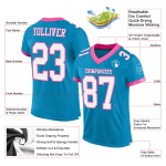 Weiß-Rosa Mesh Authentic Football Panther Trikot Custom Blau Weiß-Rosa Mesh Authentic Football Panther Trikot Custom Blau