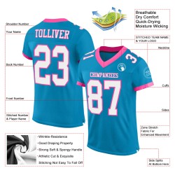 Weiß-Rosa Mesh Authentic Football Panther Trikot Custom Blau Weiß-Rosa Mesh Authentic Football Panther Trikot Custom Blau