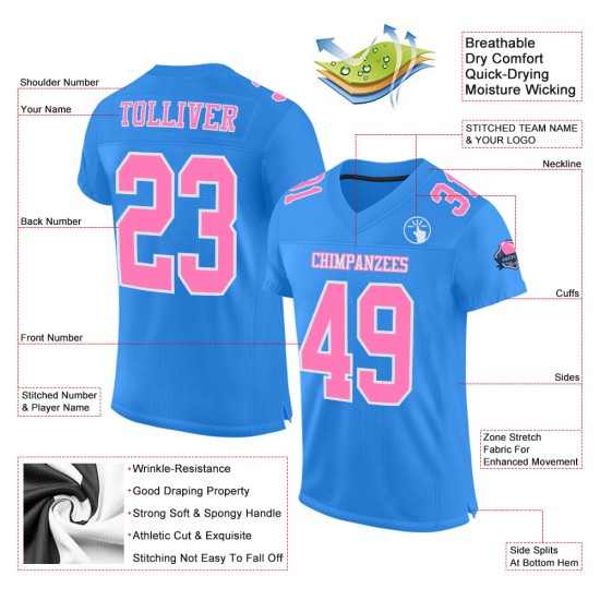 Jersey Blau Pulver Mesh Fußball Rosa-Weiß Authentic Custom Jersey Blau Pulver Mesh Fußball Rosa-Weiß Authentic Custom