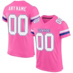 Pink Custom Authentic Mesh Fußballtrikot Weiß-Royal