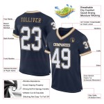 Authentisches Navy Weiß-Altgold Throwback Football Jersey Mesh Custom