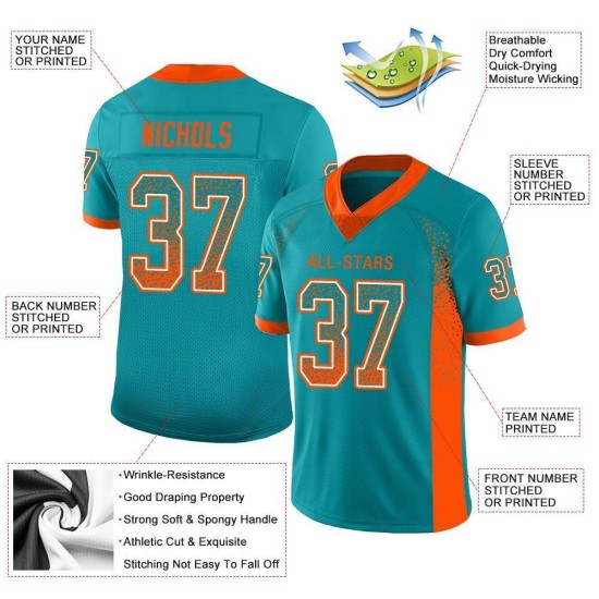 Orange-Weiß Fashion Custom Fußball Drift Mesh Jersey Aqua Orange-Weiß Fashion Custom Fußball Drift Mesh Jersey Aqua