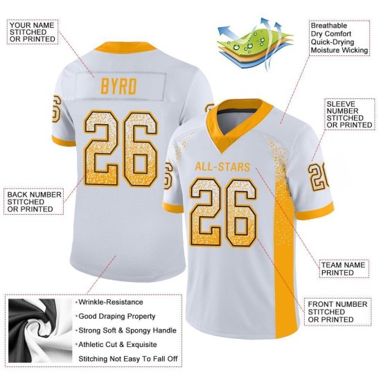 Jersey Custom Gold-Schwarz Mesh Weiß Fußball Drift Fashion