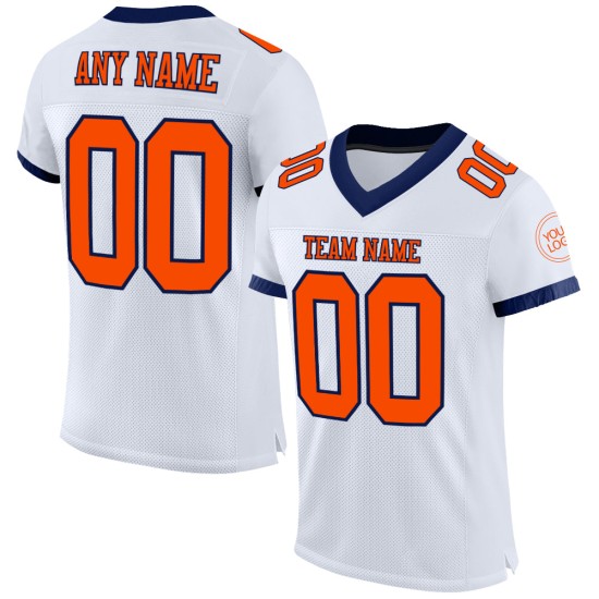 Jersey Weiß Orange-Marine Authentic Custom Football Mesh