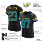 Schwarzes Trikot Teal-Gold Mesh Football Authentic Custom Schwarzes Trikot Teal-Gold Mesh Football Authentic Custom
