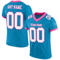 Weiß-Rosa Mesh Authentic Football Panther Trikot Custom Blau Weiß-Rosa Mesh Authentic Football Panther Trikot Custom Blau