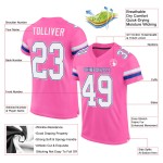 Pink Custom Authentic Mesh Fußballtrikot Weiß-Royal