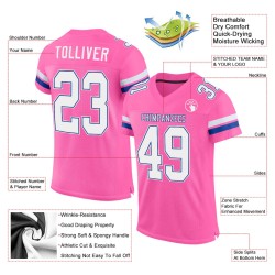Pink Custom Authentic Mesh Fußballtrikot Weiß-Royal Pink Custom Authentic Mesh Fußballtrikot Weiß-Royal
